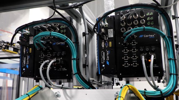 Two Cortex control boxes for vision inspection system with connecting cables