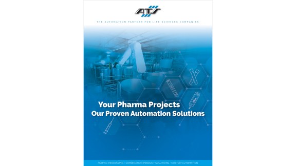 Cover image of brochure that outlines the various ATS businesses that work in the pharma industry, their capabilities, and how together they offer an end-to-end automation service